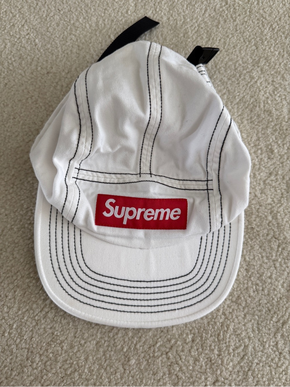 Supreme White Hat with Red Logo